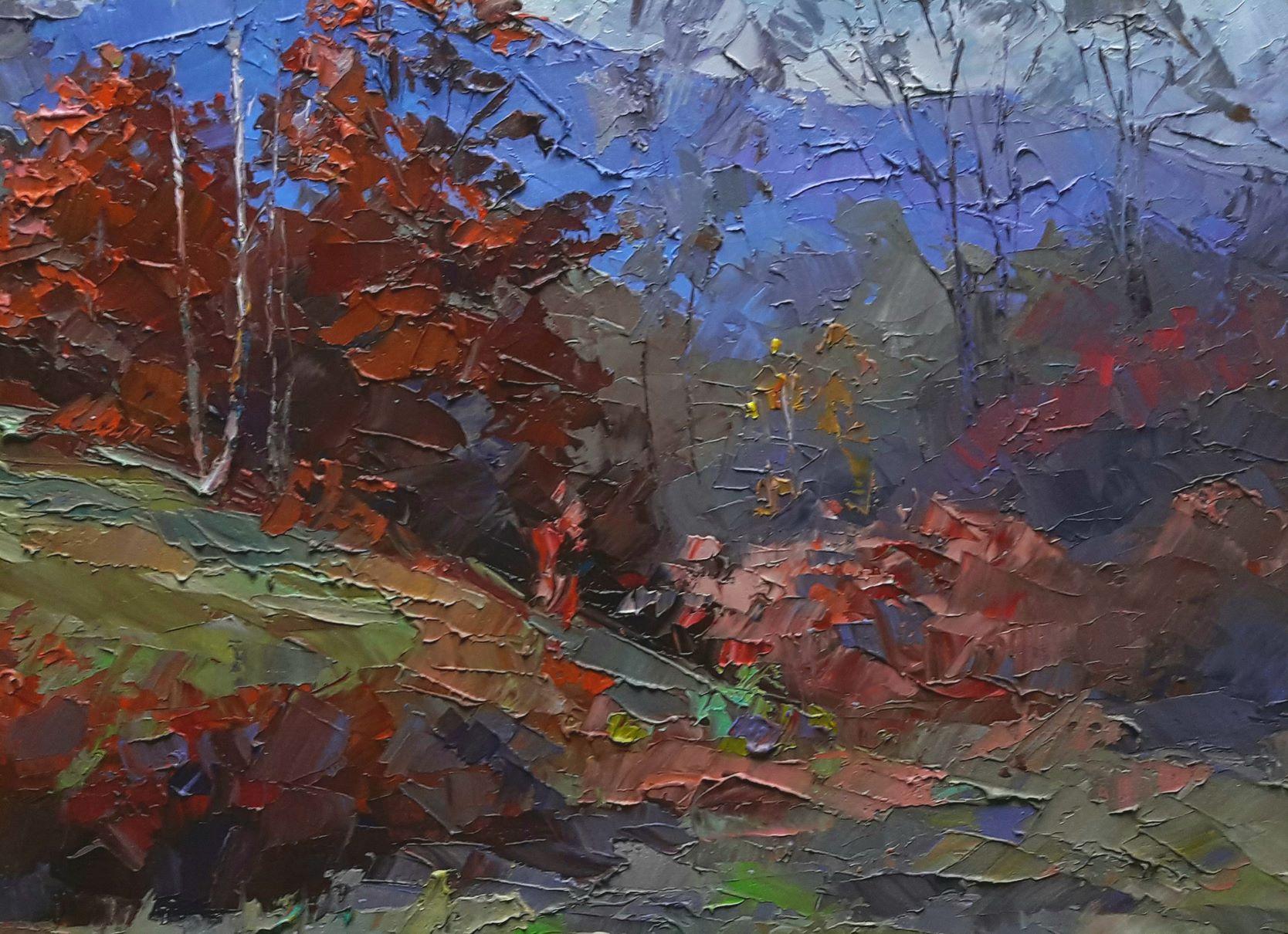 Burning autumn, Original Ölgemälde, hängefertig (Schwarz), Landscape Painting, von Boris Serdyuk 