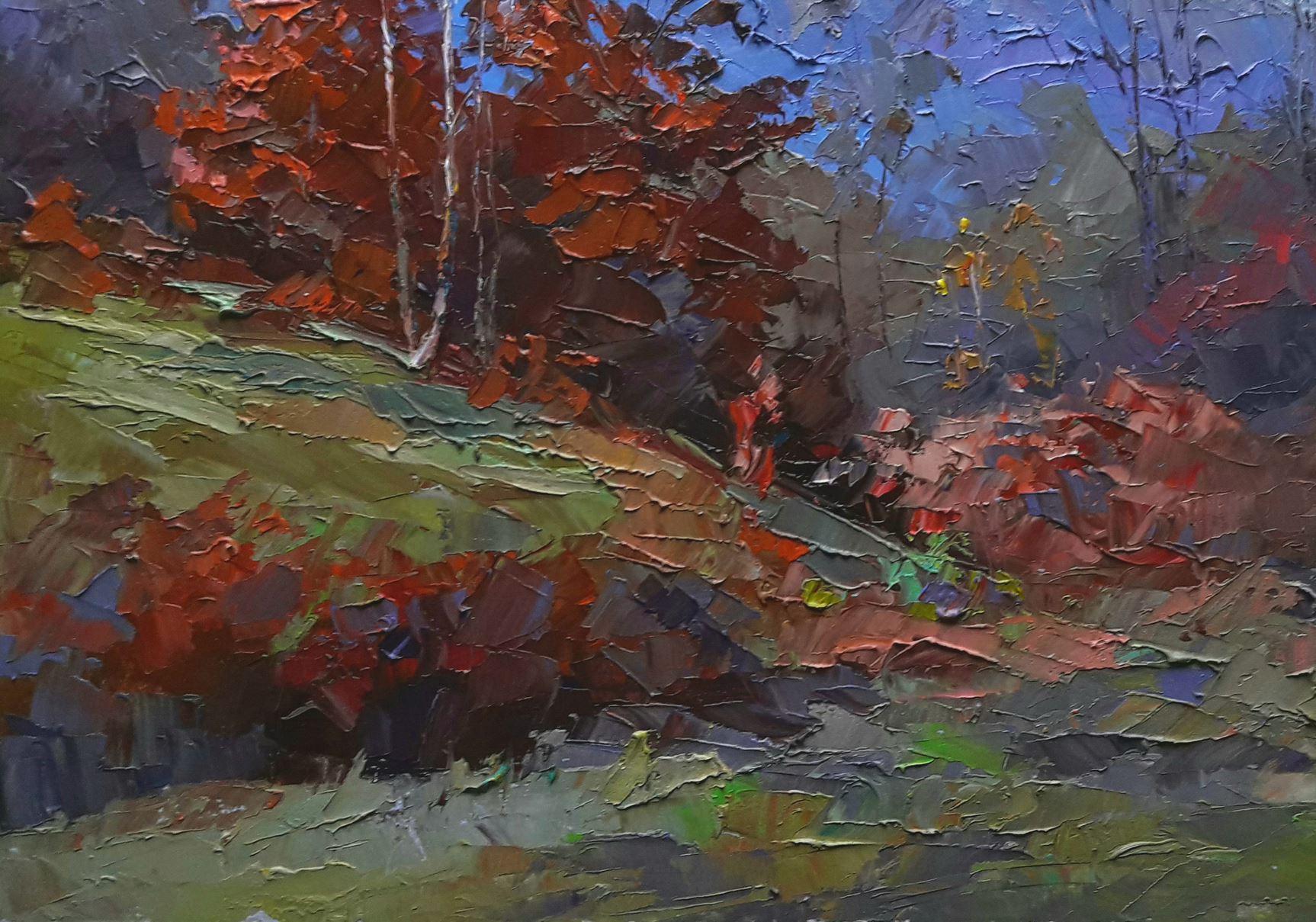 Burning autumn, Original Ölgemälde, hängefertig im Angebot 1