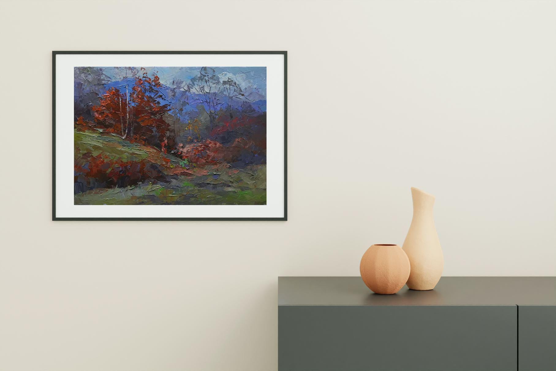 Burning autumn, Original Ölgemälde, hängefertig im Angebot 3