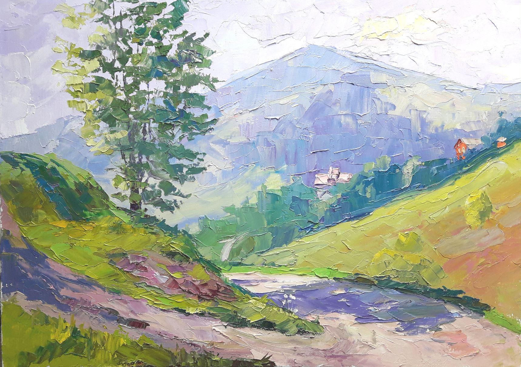 Boris Serdyuk  Landscape Painting - Carpathian air, Original oil Painting, Ready to Hang