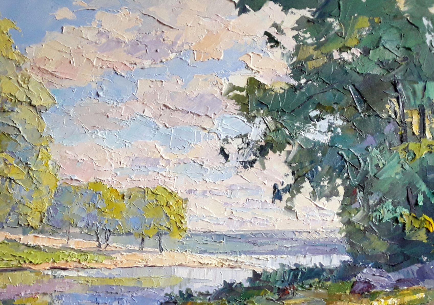 Bay Dnieper, paysage, peinture à l'huile originale, prête à être accrochée - Painting de Boris Serdyuk 