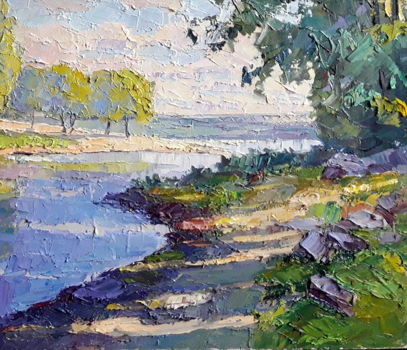 Dnieper Bay, landscape, Original oil Painting, Ready to Hang For Sale 2