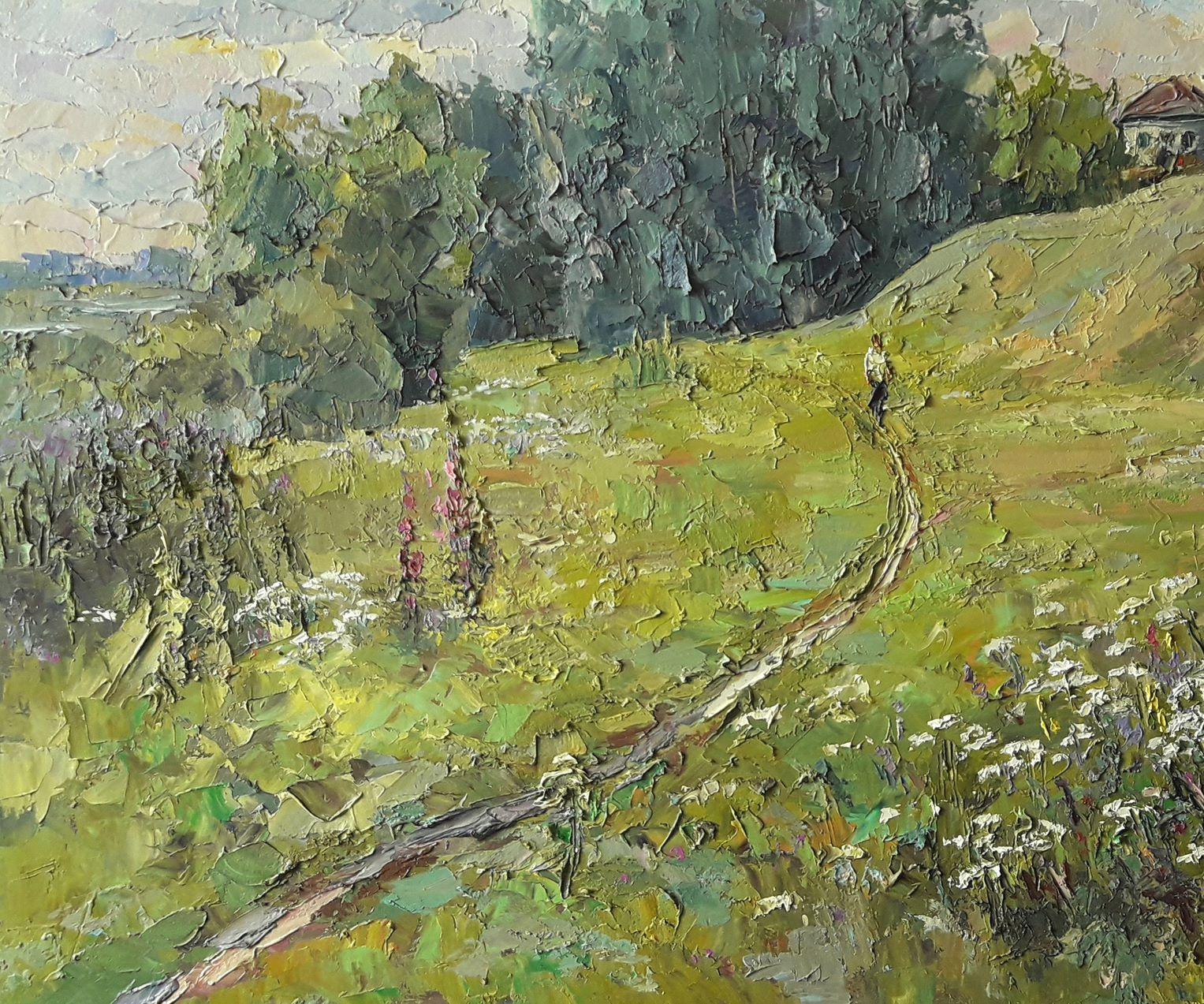 Scent de fleurs, paysage, peinture à l'huile originale, prête à accrocher - Painting de Boris Serdyuk 