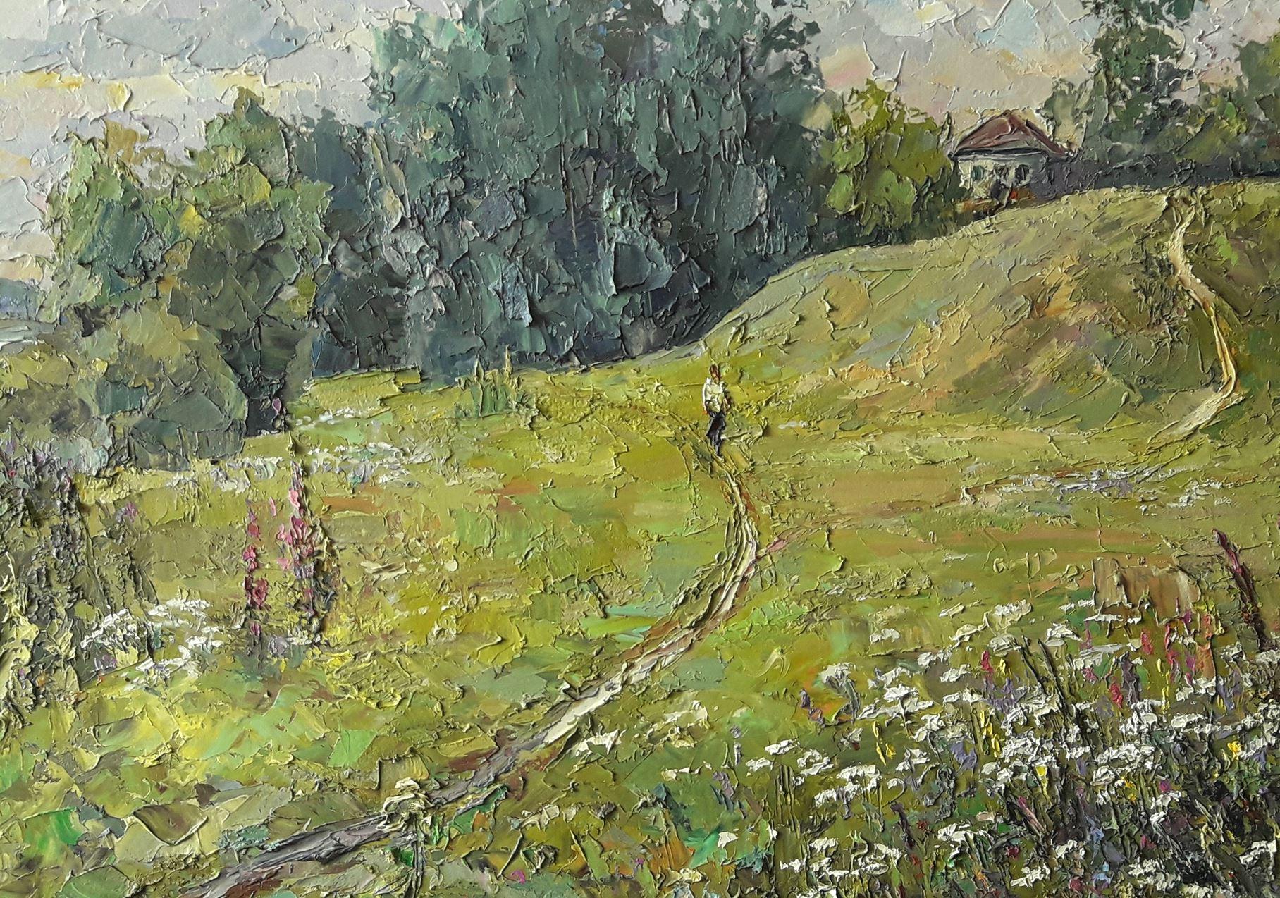 Scent de fleurs, paysage, peinture à l'huile originale, prête à accrocher - Impressionnisme Painting par Boris Serdyuk 