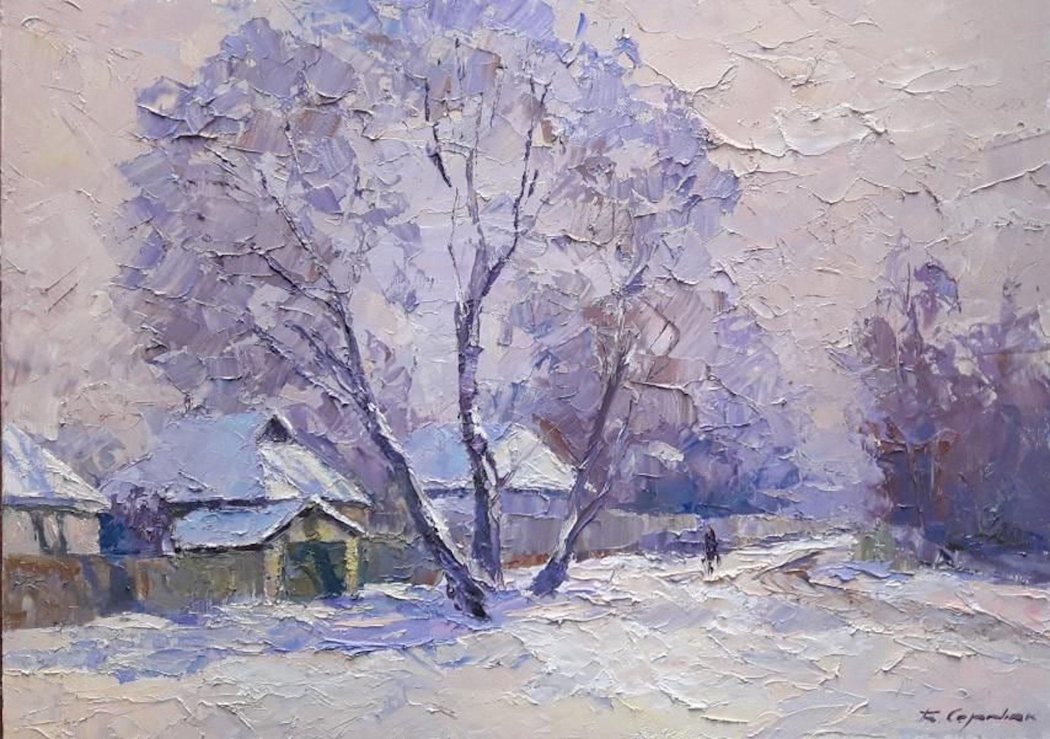 Boris Serdyuk  Landscape Painting - Hoarfrost, Impressionism, Original oil Painting, Ready to Hang