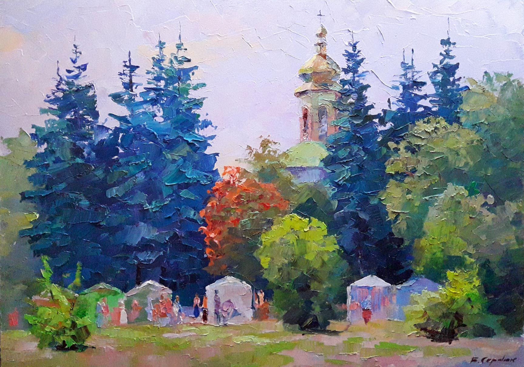 Boris Serdyuk  Landscape Painting - Honeymoon Holiday, Original oil Painting, Ready to Hang