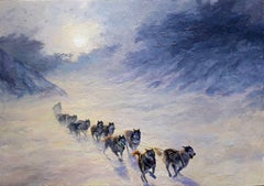 „In the North“, Original-Ölgemälde in Öl, bereit zum Hängen