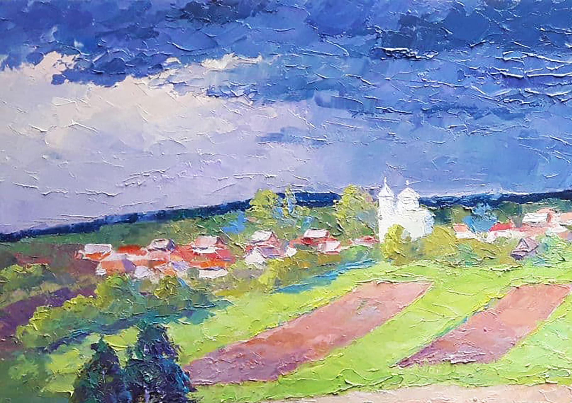 Khmelnytsky region, Impressionism, Original oil Painting, Ready to Hang For Sale 1
