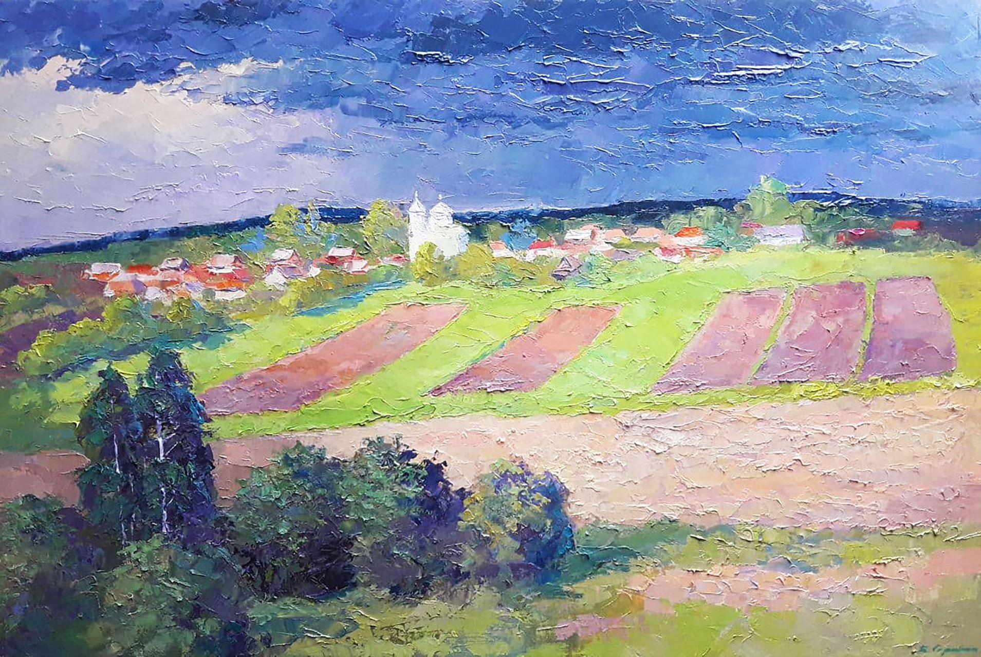 Boris Serdyuk  Landscape Painting - Khmelnytsky region, Impressionism, Original oil Painting, Ready to Hang