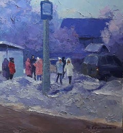Kremenchug, Cityscape, Cossack stop, Original oil Painting, Ready to Hang