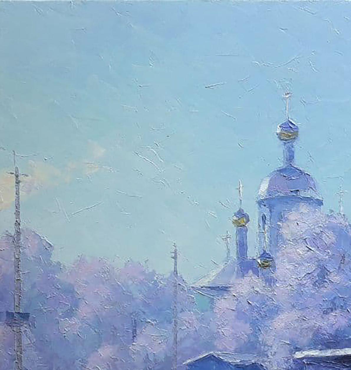Kremenchug, Cityscape, Cossack stop, Original oil Painting, Ready to Hang For Sale 6
