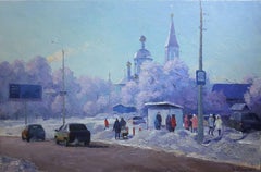 Kremenchug, Cityscape, Cossack stop, Original oil Painting, Ready to Hang
