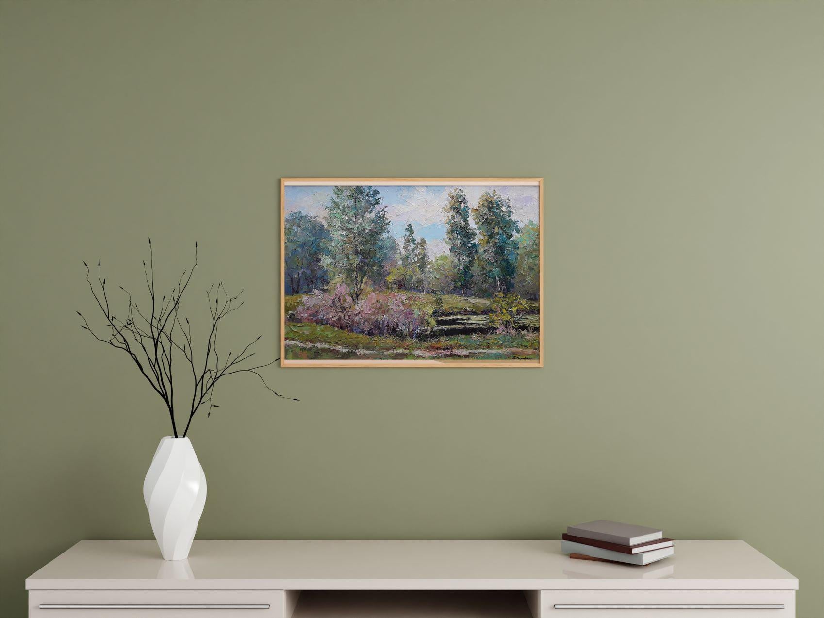 Lake near Taran, Landscape, Original oil Painting, Ready to Hang For Sale 5