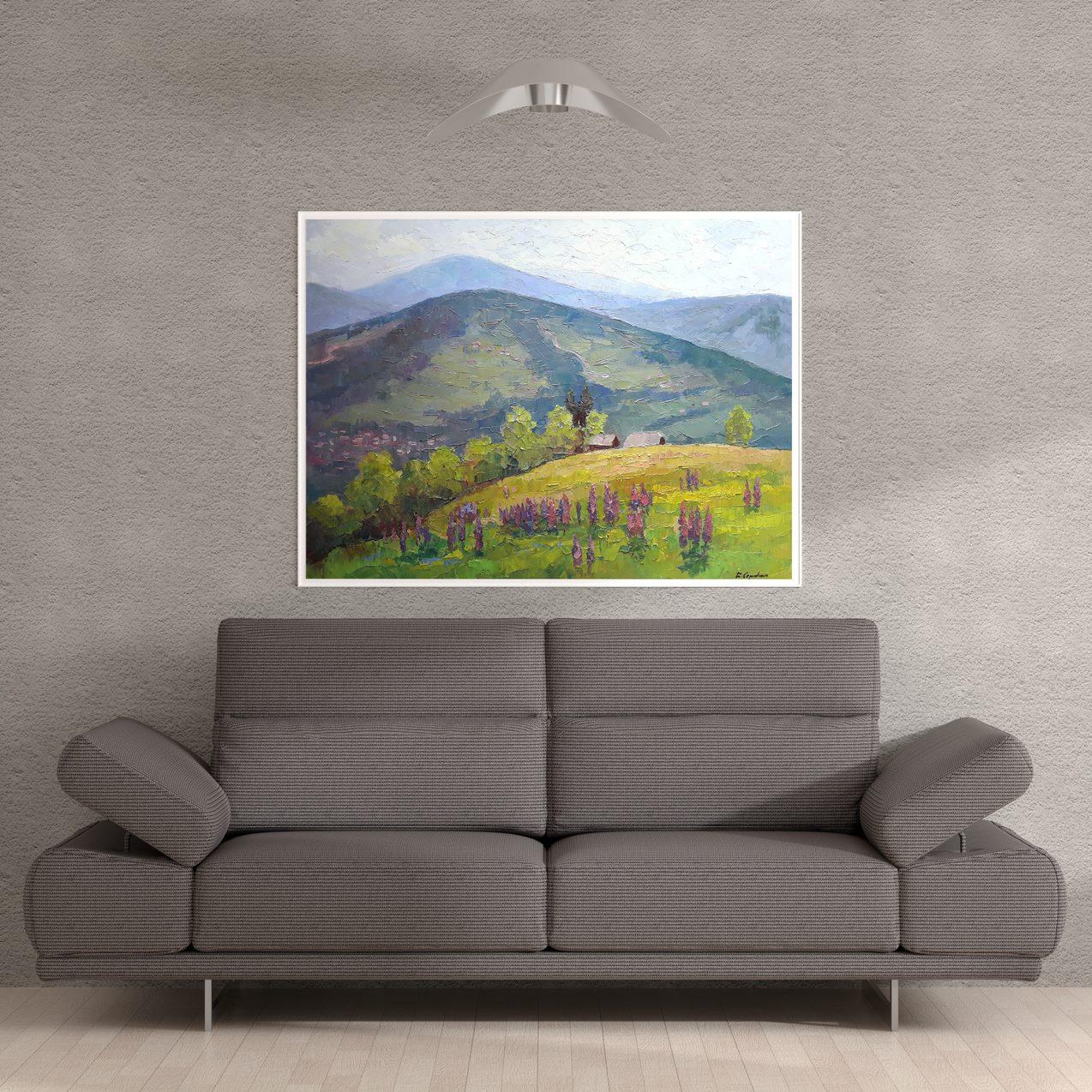 Lupino, Pittura ad olio originale, pronta da appendere 1