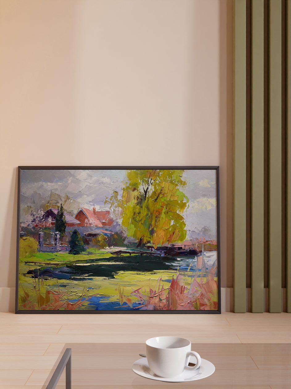 May, Landscape Impressionism Original oil Painting, Ready to Hang For Sale 4