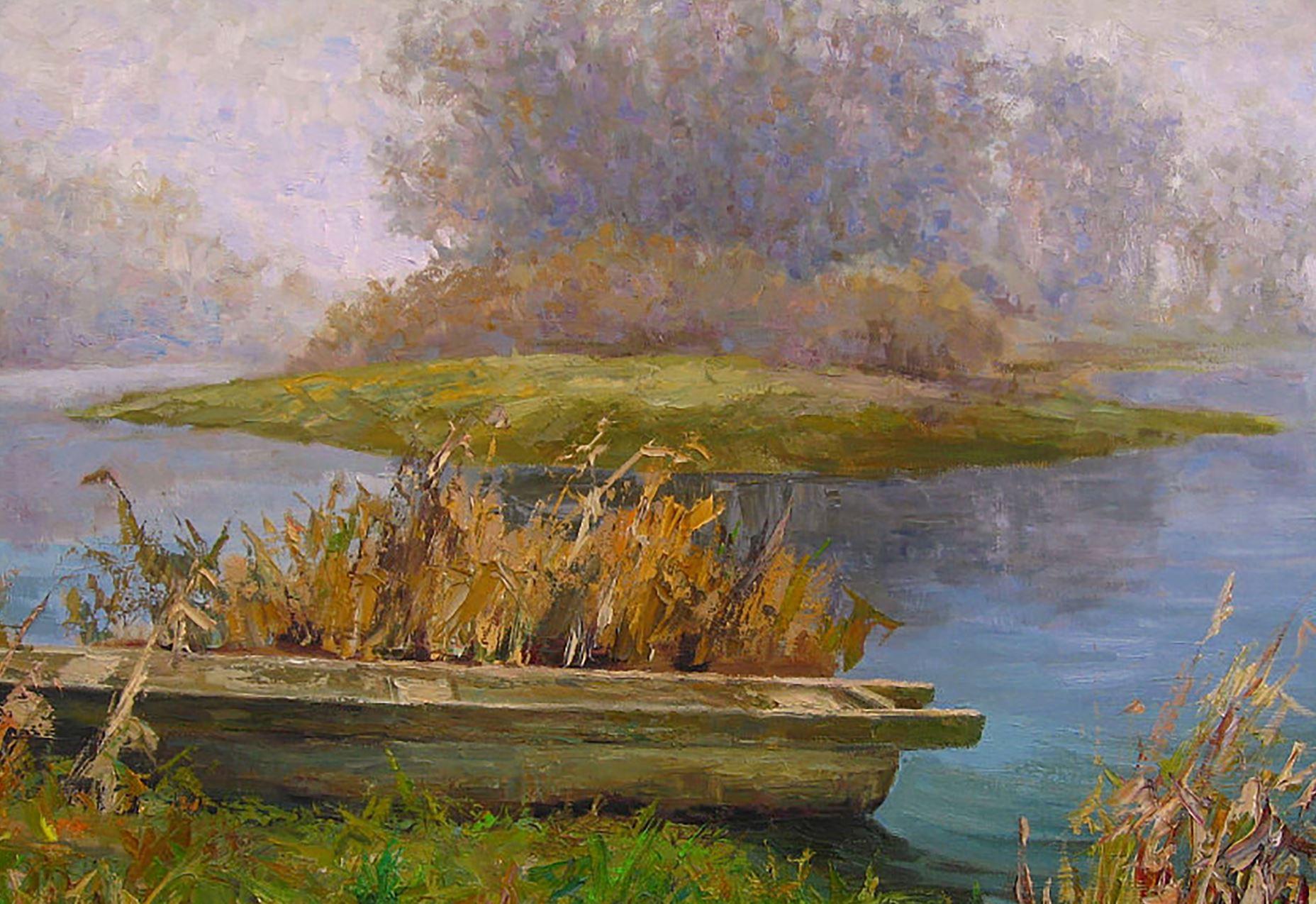 Artist: Boris Serdyuk 
Work: Original oil painting, handmade artwork, one of a kind 
Medium: Oil on Canvas
Style: Impressionism
Year: 2020
Title: Morning Fog
Size: 23.5