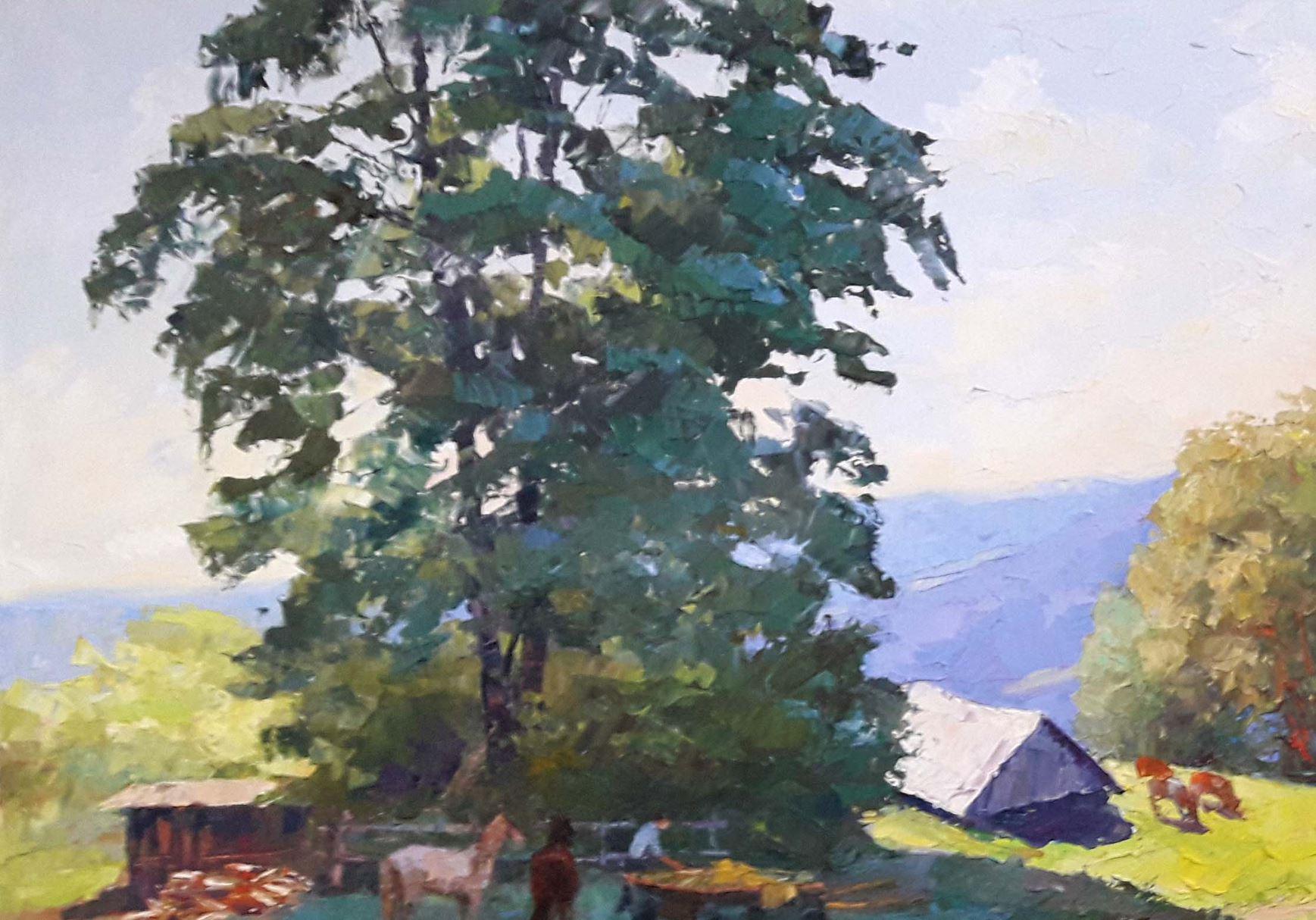 Morning in the Carpathian's, Original oil Painting, Ready to Hang 1