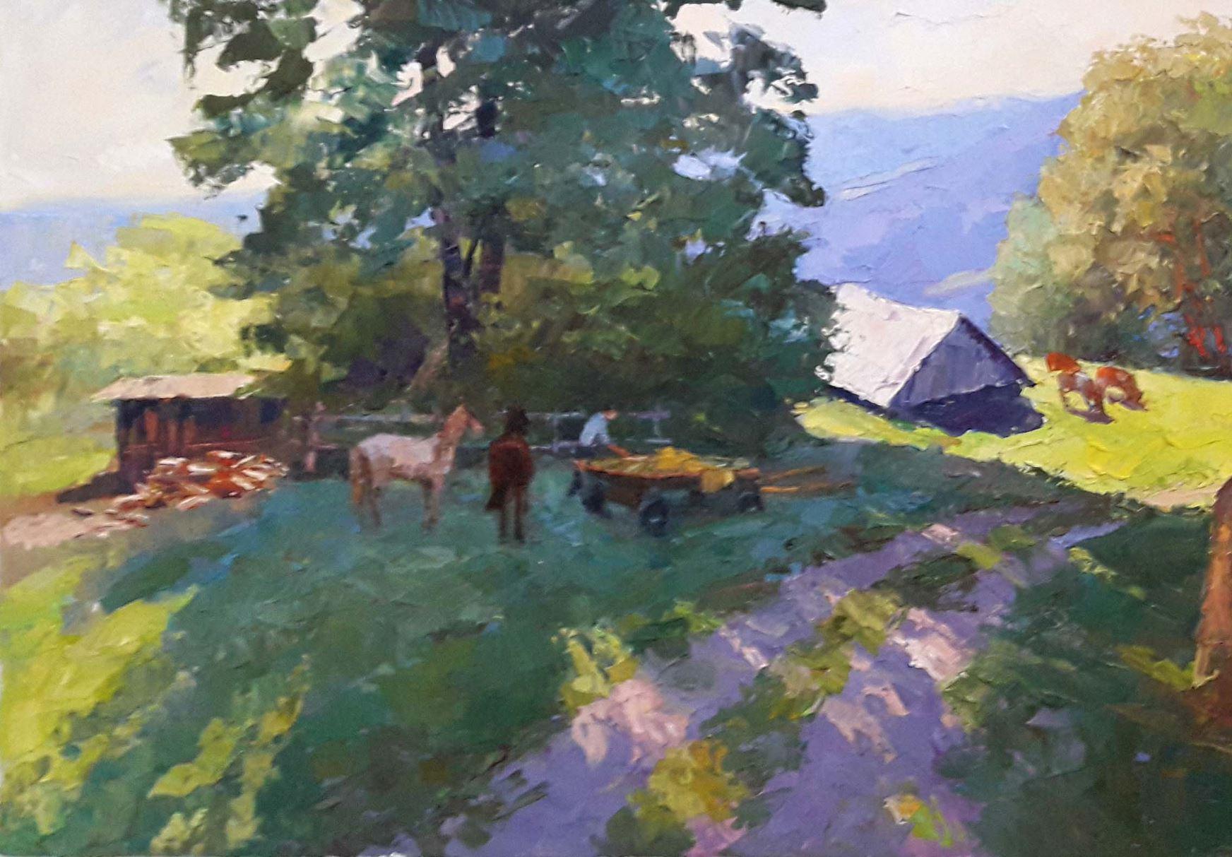 Morning in the Carpathian's, Original oil Painting, Ready to Hang 3