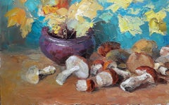 Mushroom time, Still life, Original oil Painting, Ready to Hang