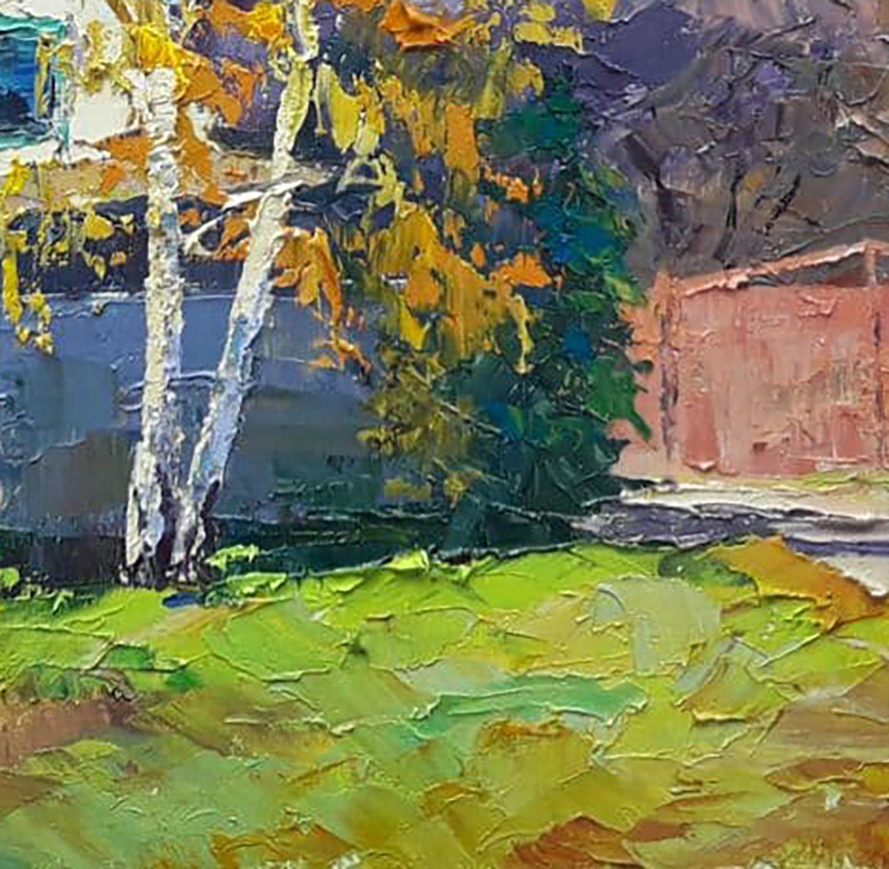 Jour d'octobre, paysage, peinture à l'huile originale, prête à accrocher - Impressionnisme Painting par Boris Serdyuk 