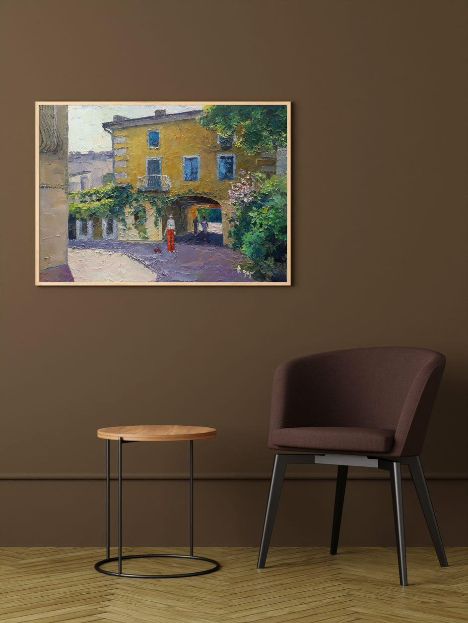 Odessa Courtyard, peinture à l'huile originale, prête à accrocher - Impressionnisme Painting par Boris Serdyuk 