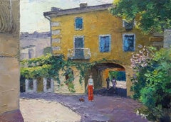 Odessa Courtyard, peinture à l'huile originale, prête à accrocher