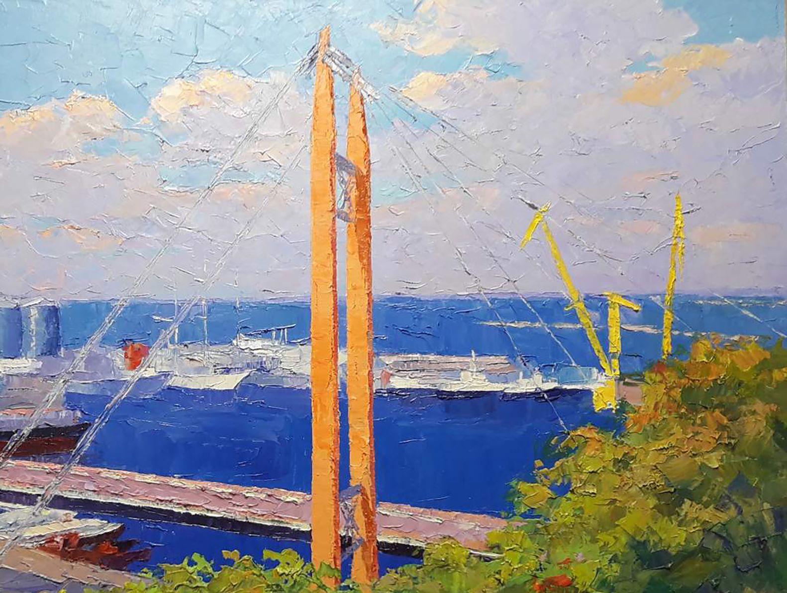 Artist: Boris Serdyuk 
Work: Original oil painting, handmade artwork, one of a kind 
Medium: Oil on Canvas
Style: Impressionism
Year: 2020
Title: Odessa Port
Size: 31.5