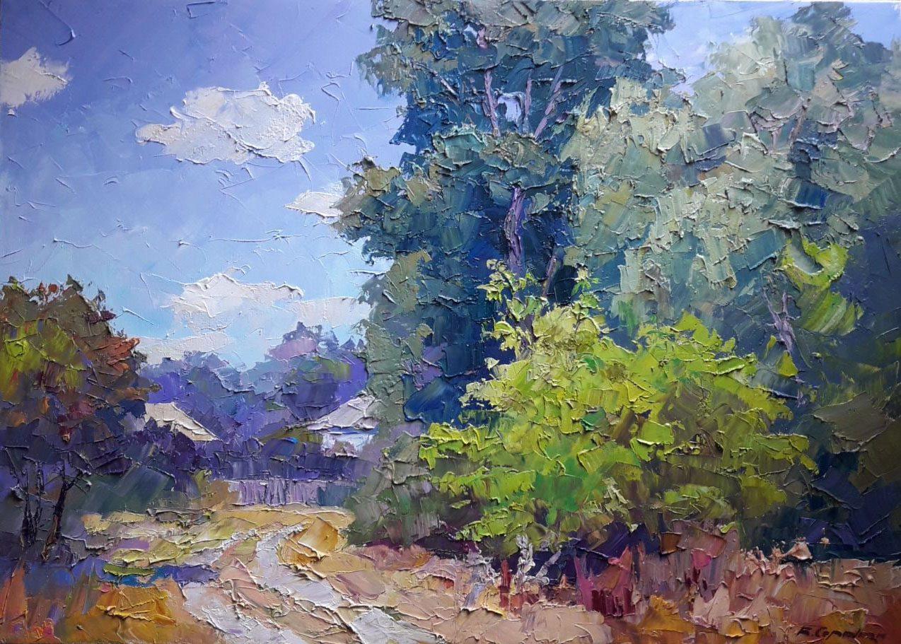 Boris Serdyuk  Landscape Painting - On the outskirts, Original oil Painting, Ready to Hang