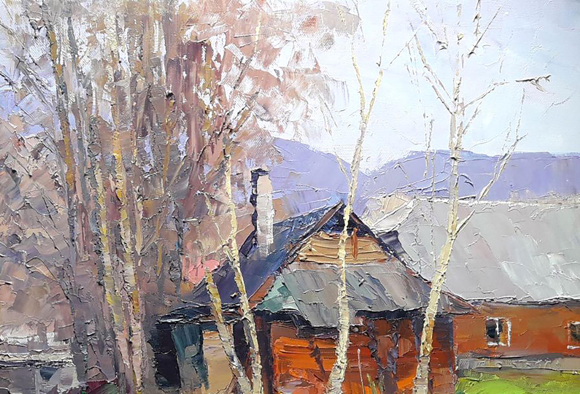 On the river Paradzhi, impressionnisme, peinture à l'huile originale, prête à être accrochée - Impressionnisme Painting par Boris Serdyuk 