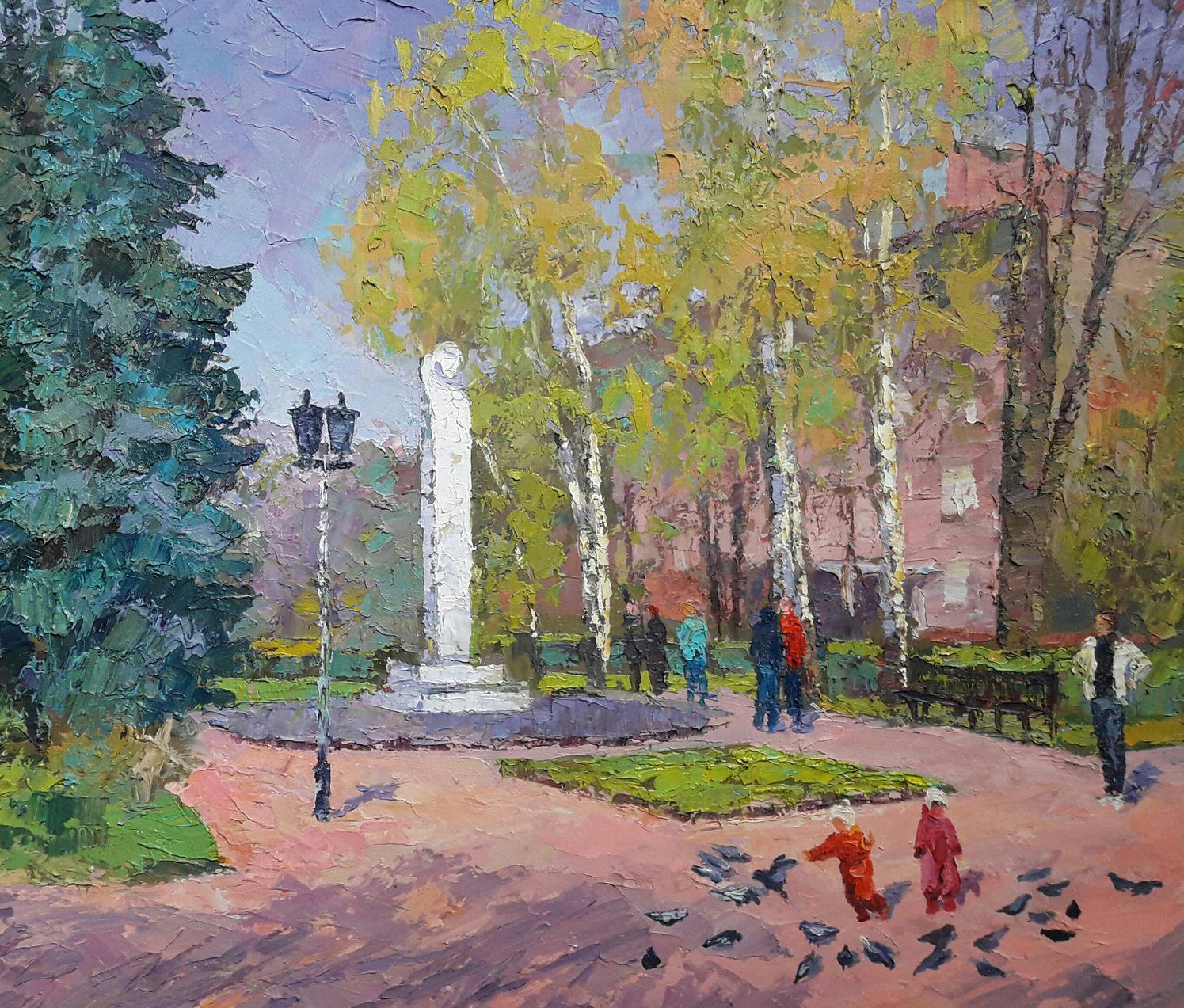 Pushkin Boulevard, Original oil Painting, Ready to Hang For Sale 2