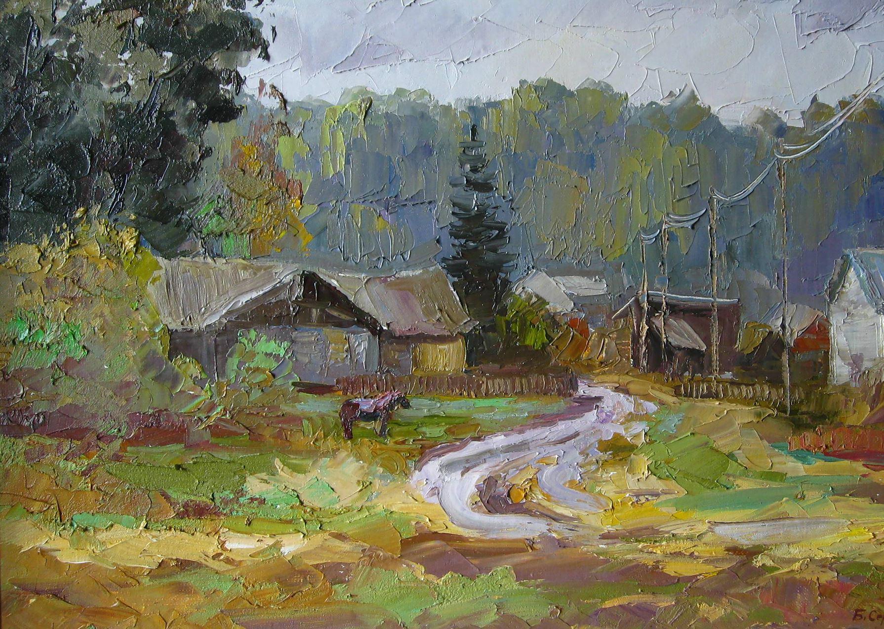Day pluie, peinture à l'huile originale, prête à être accrochée - Painting de Boris Serdyuk 