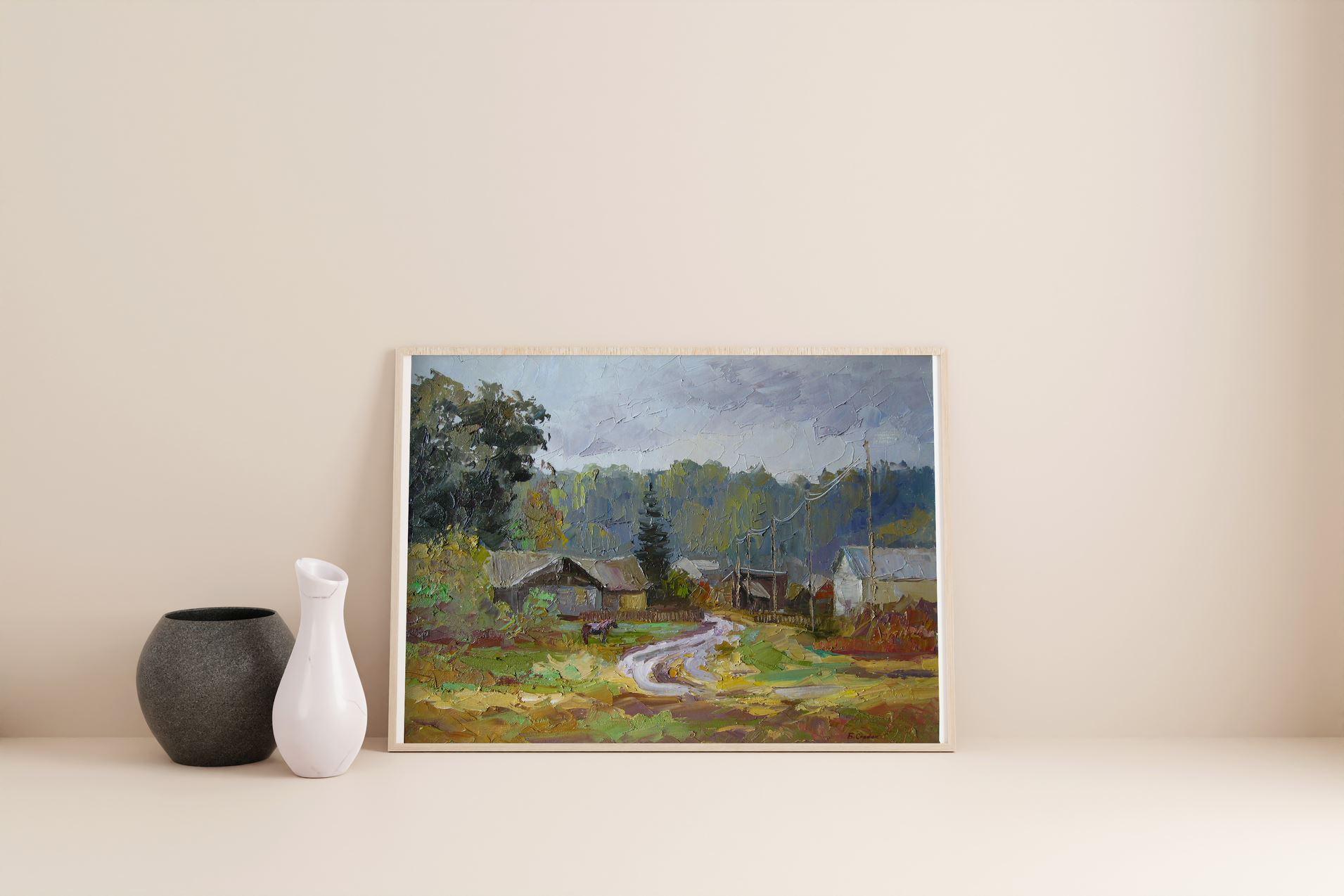 Artistics : Boris Serdyuk 
Oeuvre : Peinture à l'huile originale, œuvre d'art faite à la main, unique en son genre. 
Médium : Huile sur toile
Style : Impressionnisme
Année : 2020
Titre : Jour de pluie
Taille : 16.5