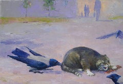 Raven Strategy, Cat, Original oil Painting, Ready to Hang