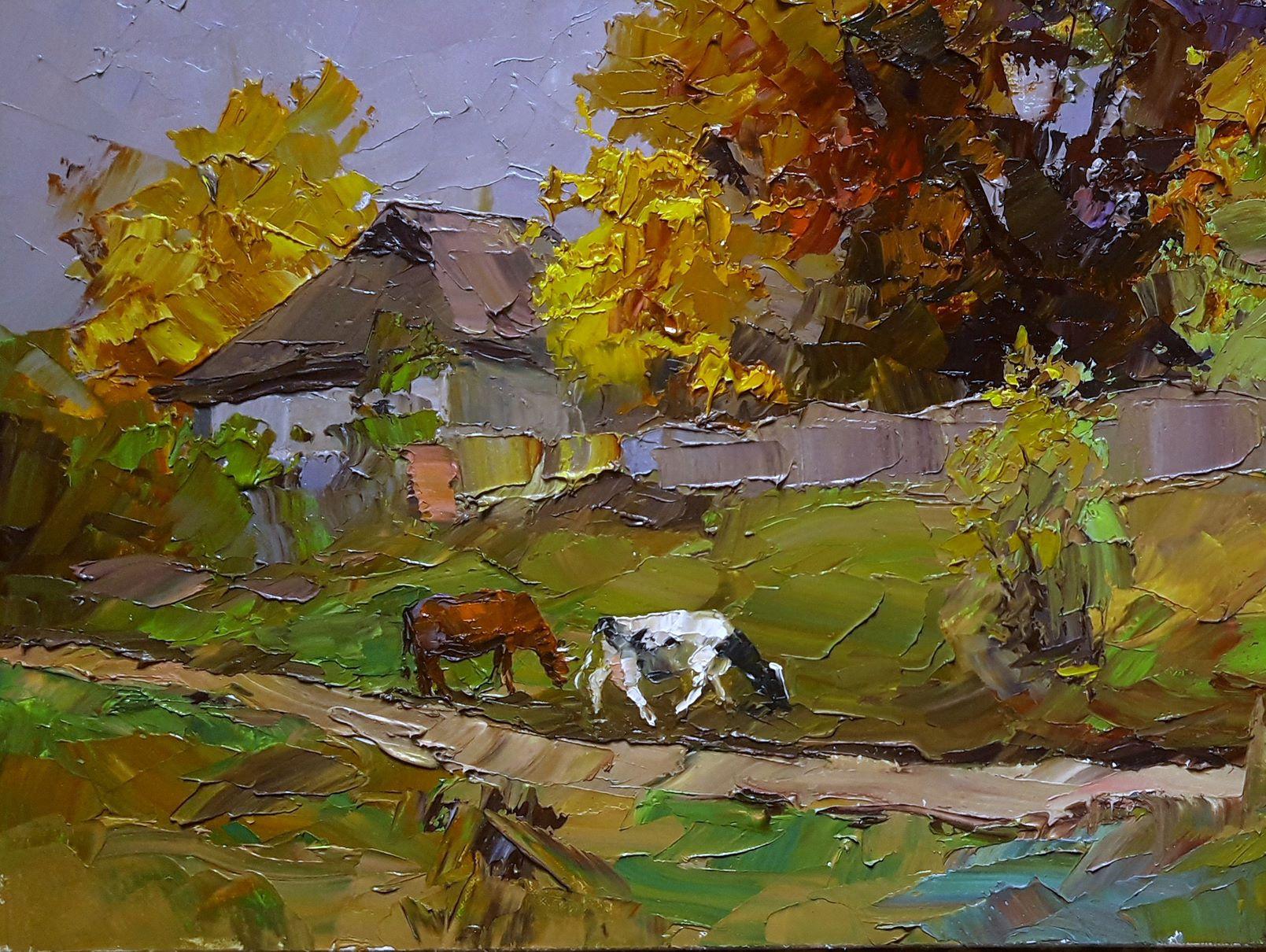 Rural Landscape, Impressionism, Original oil Painting, Ready to Hang For Sale 3