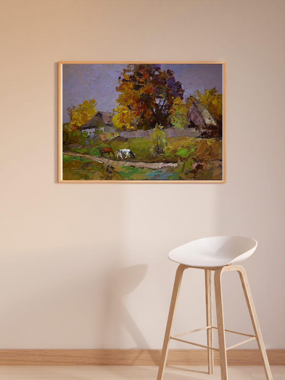 Rural Landscape, Impressionism, Original oil Painting, Ready to Hang For Sale 4
