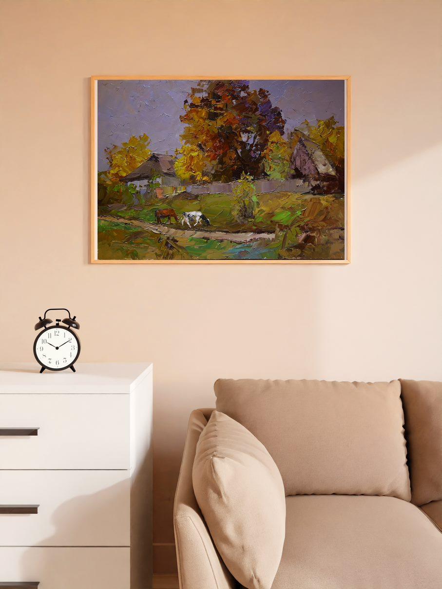 Rural Landscape, Impressionism, Original oil Painting, Ready to Hang For Sale 5