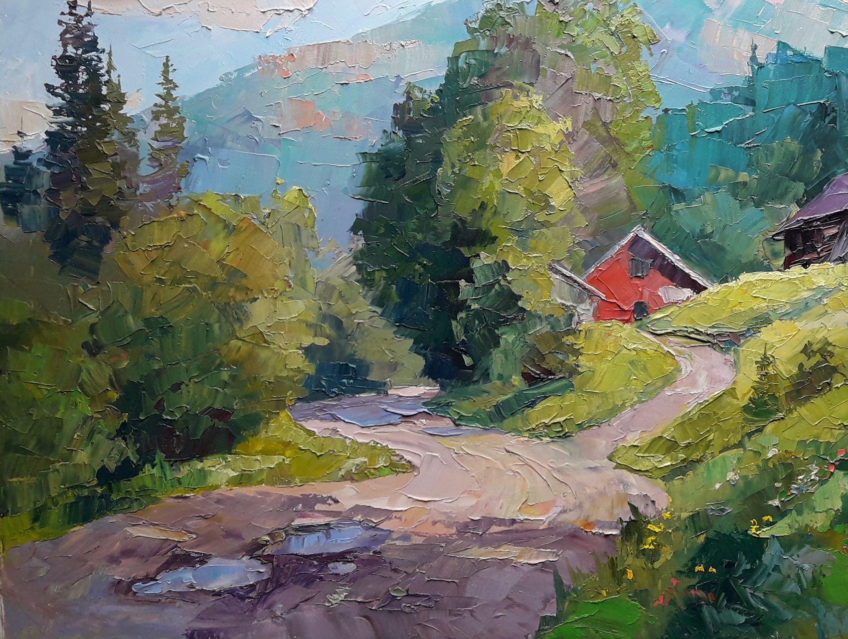 Partout dans les montagnes, paysage, peinture à l'huile originale, prête à accrocher - Painting de Boris Serdyuk 