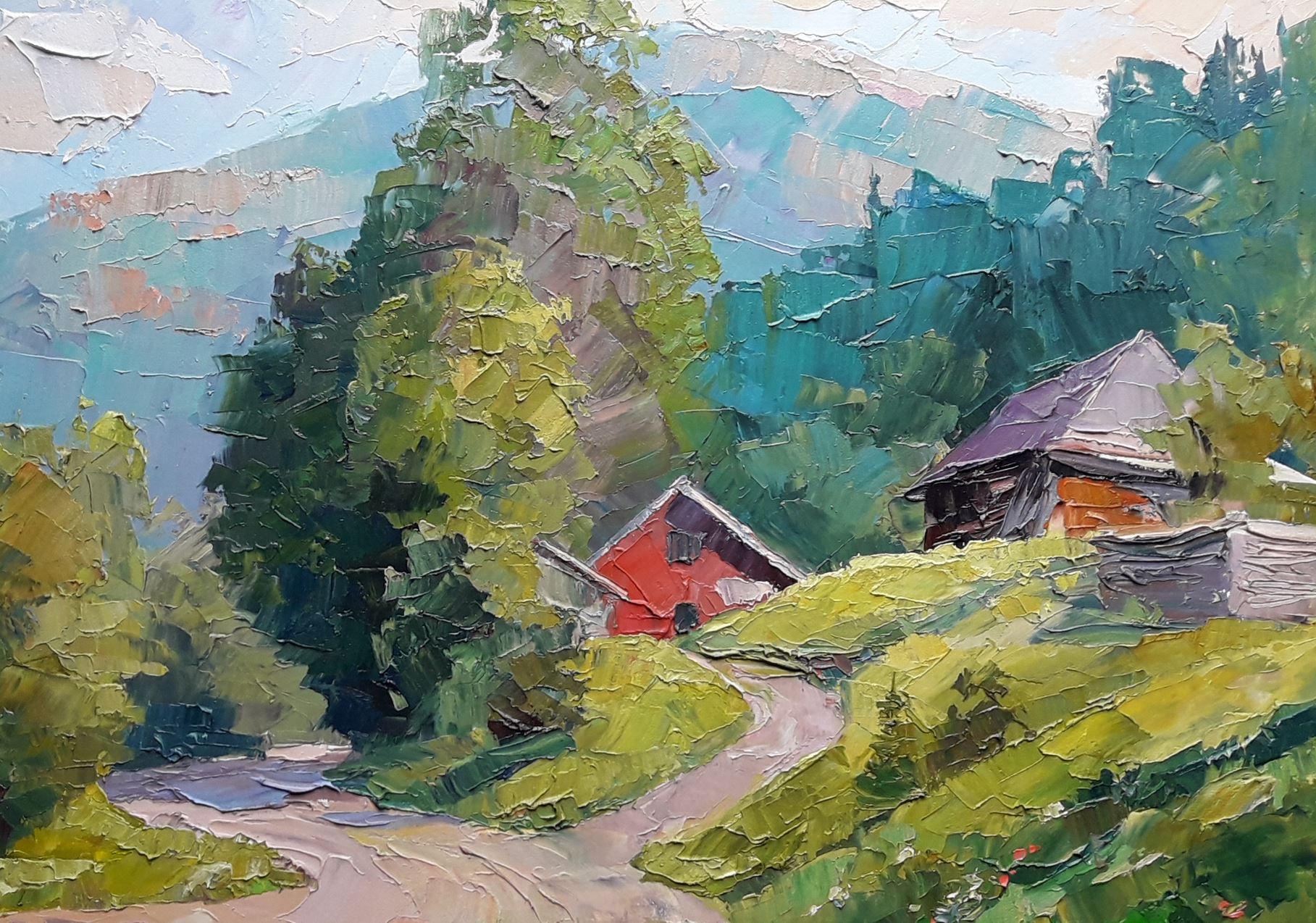 Partout dans les montagnes, paysage, peinture à l'huile originale, prête à accrocher - Impressionnisme Painting par Boris Serdyuk 