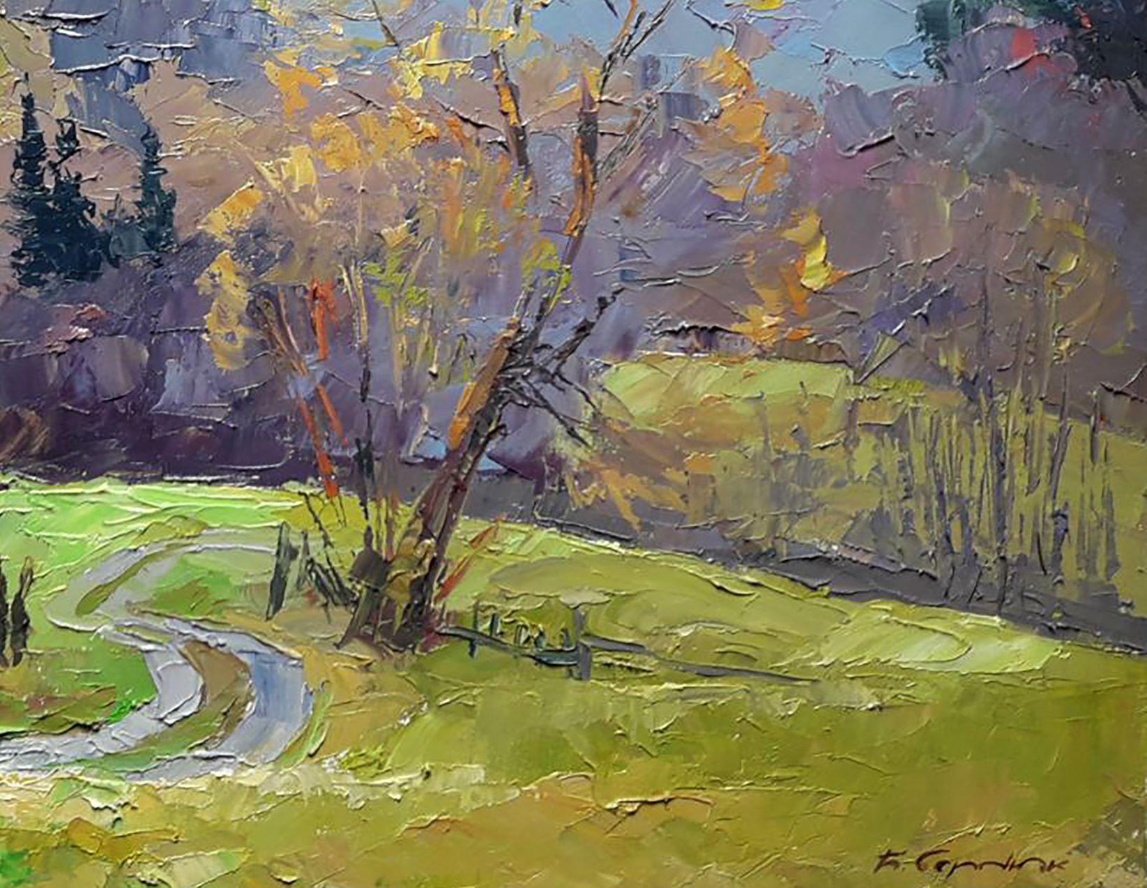 Spring de la région d'Ivano-Frankivsk, peinture à l'huile originale, prête à accrocher - Painting de Boris Serdyuk 