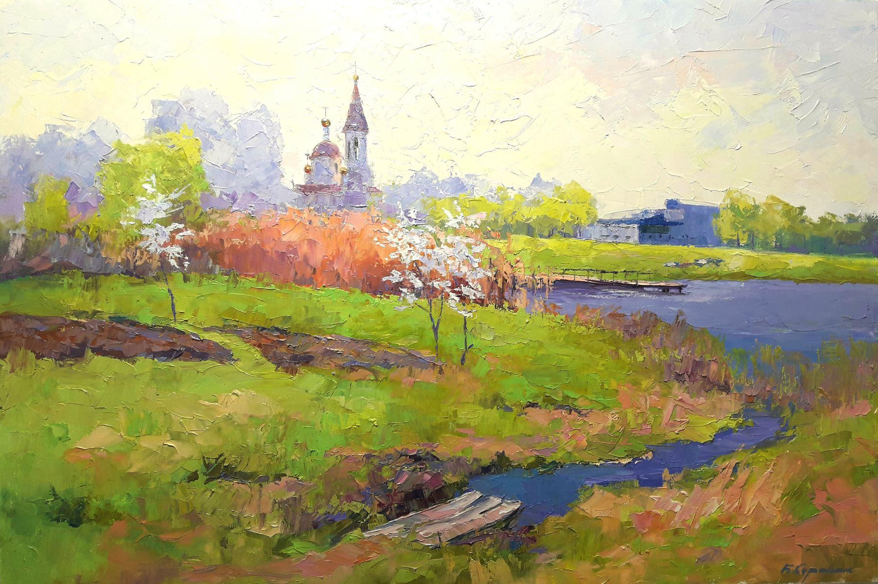 Boris Serdyuk  Landscape Painting - Spring in Poltava Region, landscape, Original oil Painting, Ready to Hang