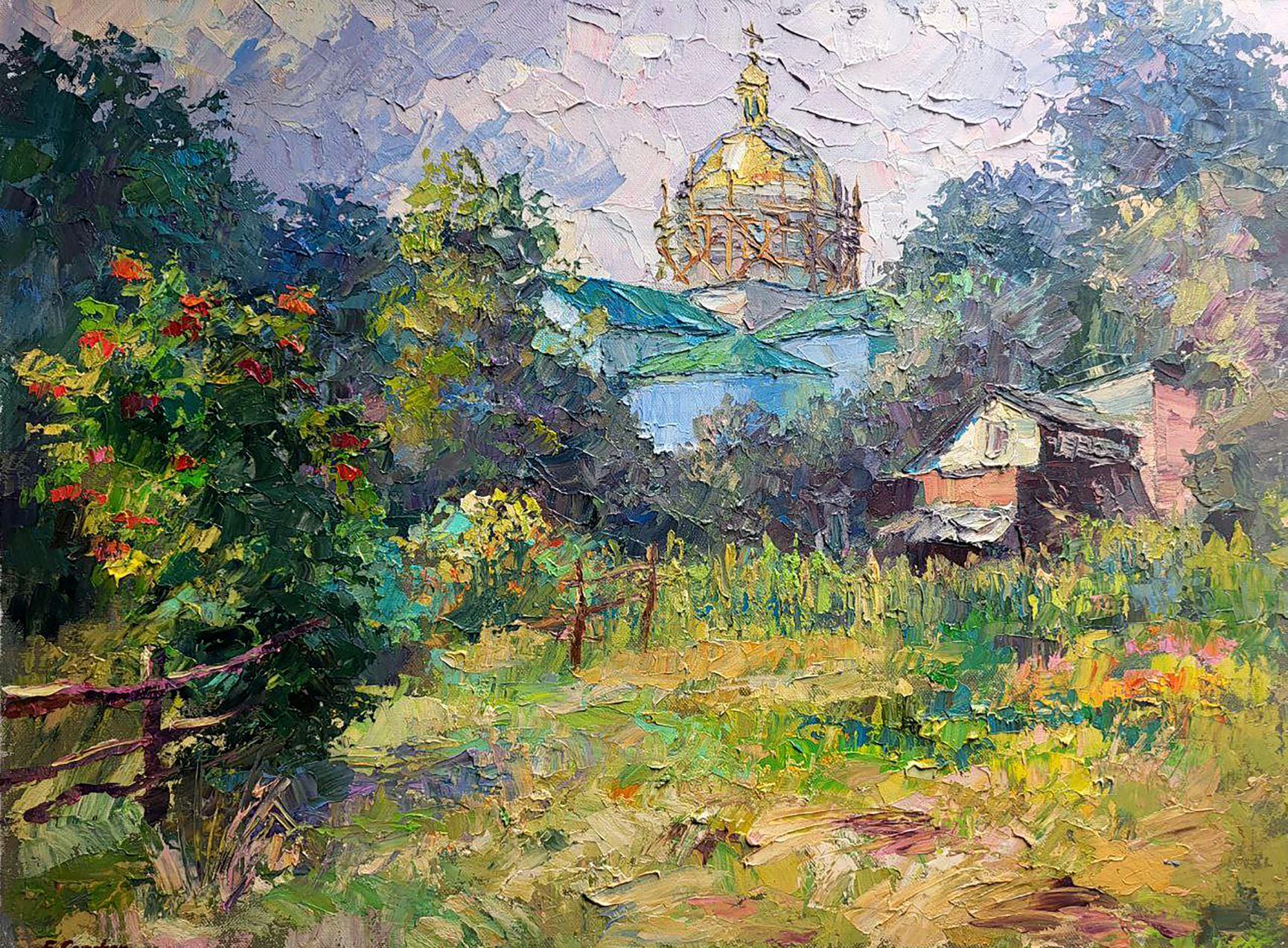 Landscape Painting Boris Serdyuk  - Storks, peinture à l'huile originale, prête à accrocher