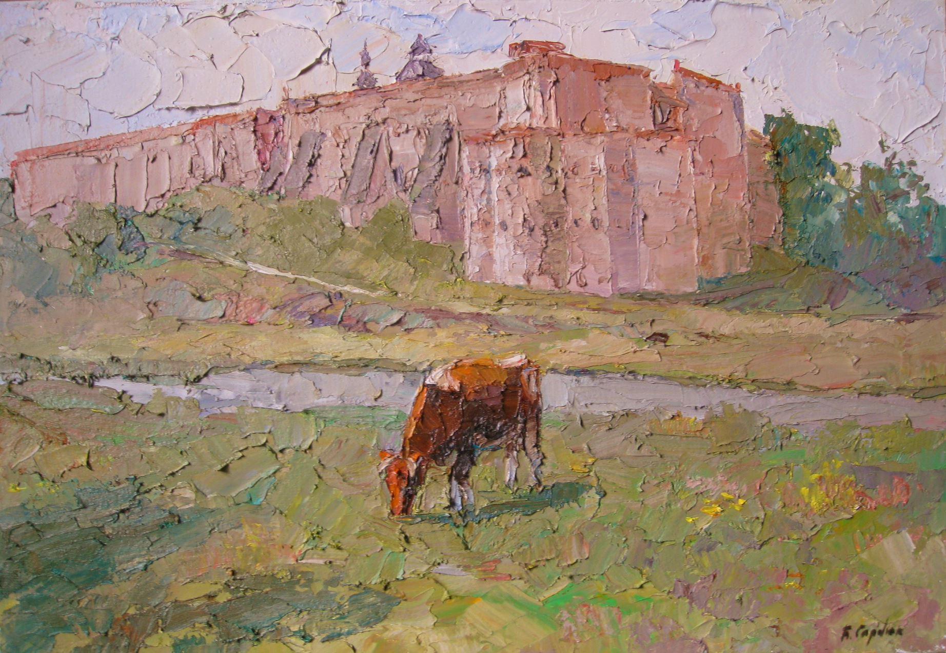 Boris Serdyuk  Landscape Painting - Summer Day, Original oil Painting, Ready to Hang
