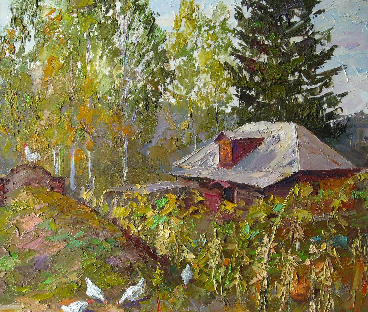 Peinture à l'huile originale Tournesols, prête à être accrochée - Impressionnisme Painting par Boris Serdyuk 