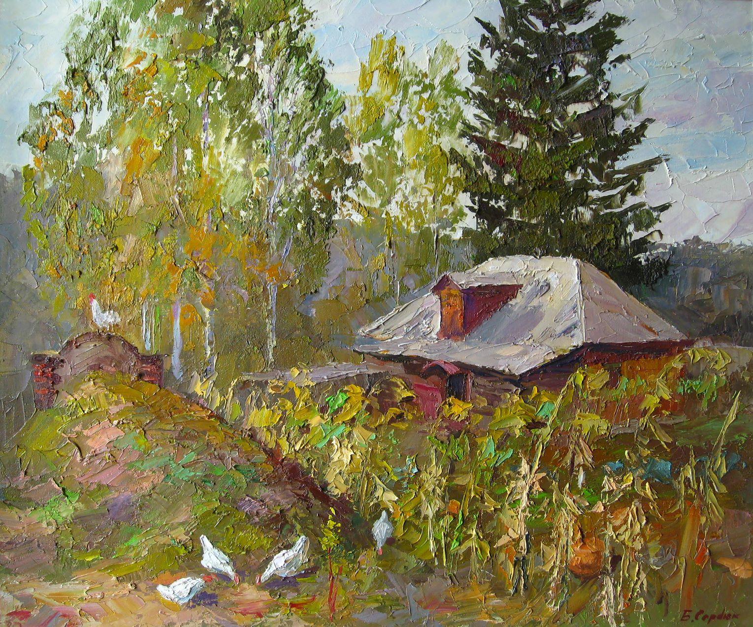 Boris Serdyuk  Landscape Painting - Sunflowers, Original oil Painting, Ready to Hang
