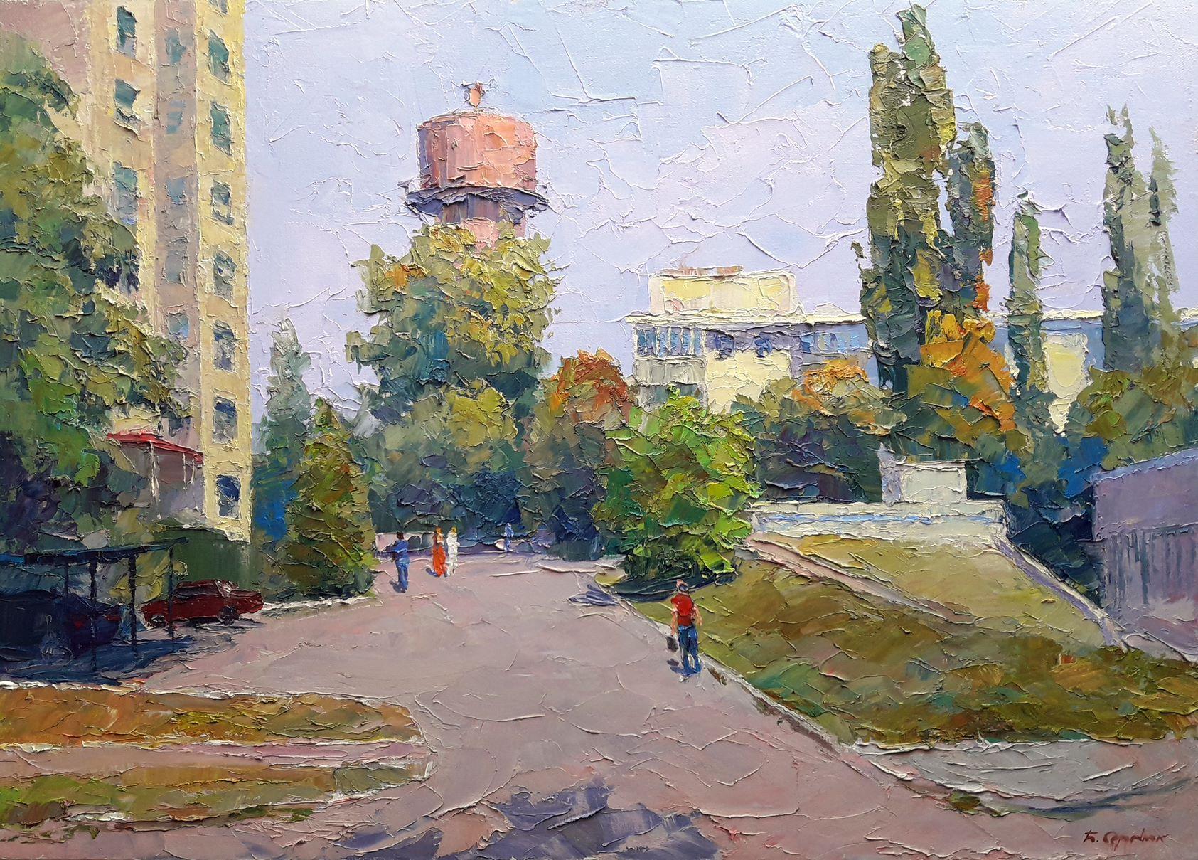Landscape Painting Boris Serdyuk  - Journée ensoleillée, peinture à l'huile originale, prête à être accrochée