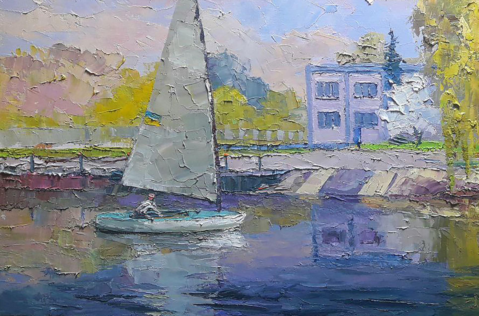 Artist: Boris Serdyuk 
Work: Original oil painting, handmade artwork, one of a kind 
Medium: Oil on Canvas
Style: Impressionism
Year: 2020
Title: Yacht Club
Size: 19.5