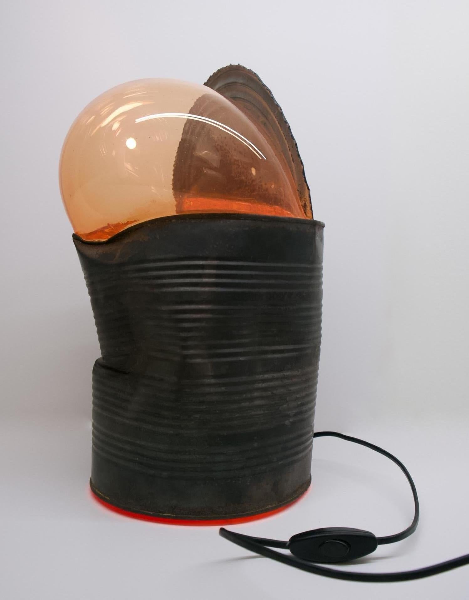 Boris Shpeizman Abstract Sculpture - Tin Can Light - Original Sculpture Lamp