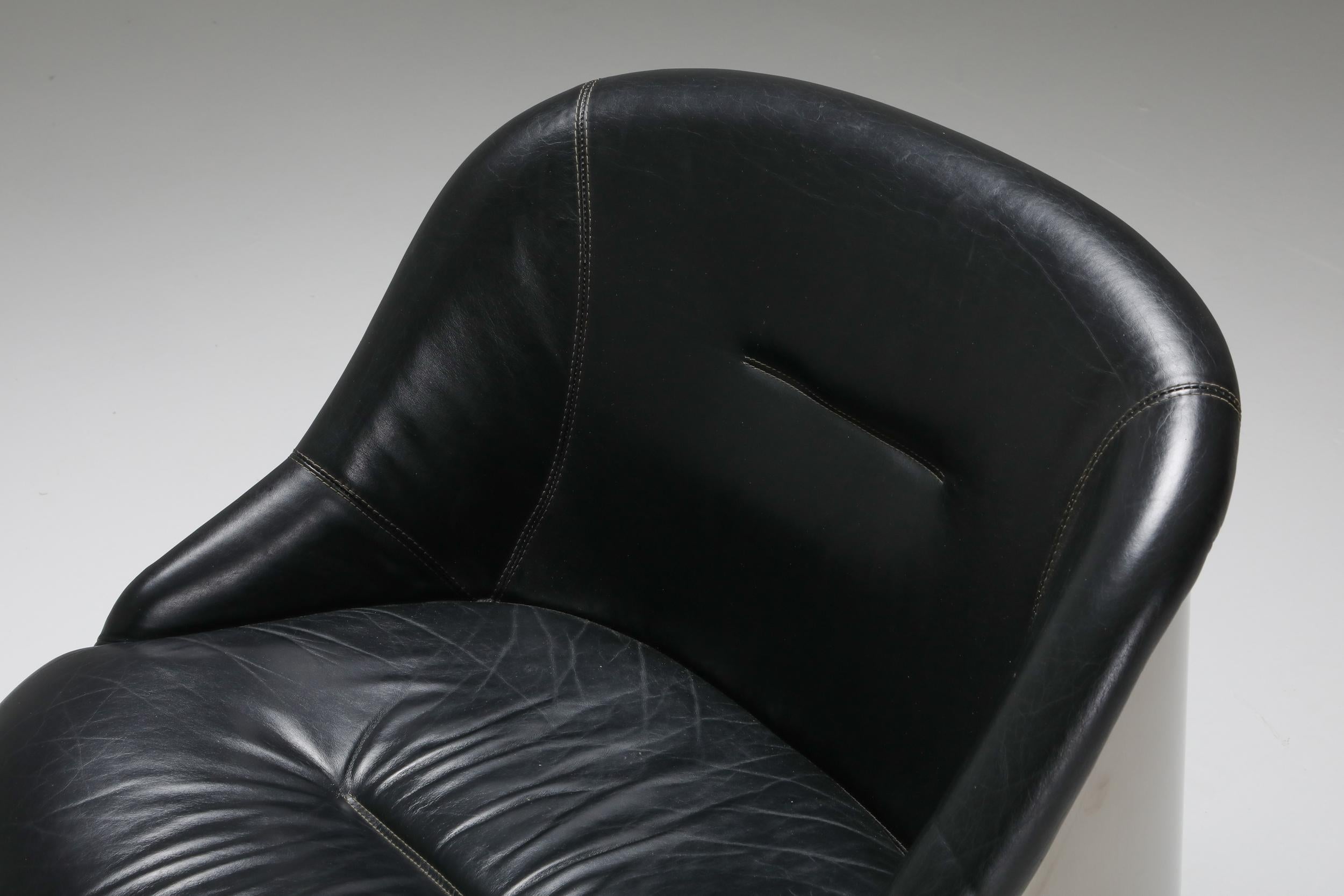 Boris Tabaccof Leather and Metal Easy Chair 2