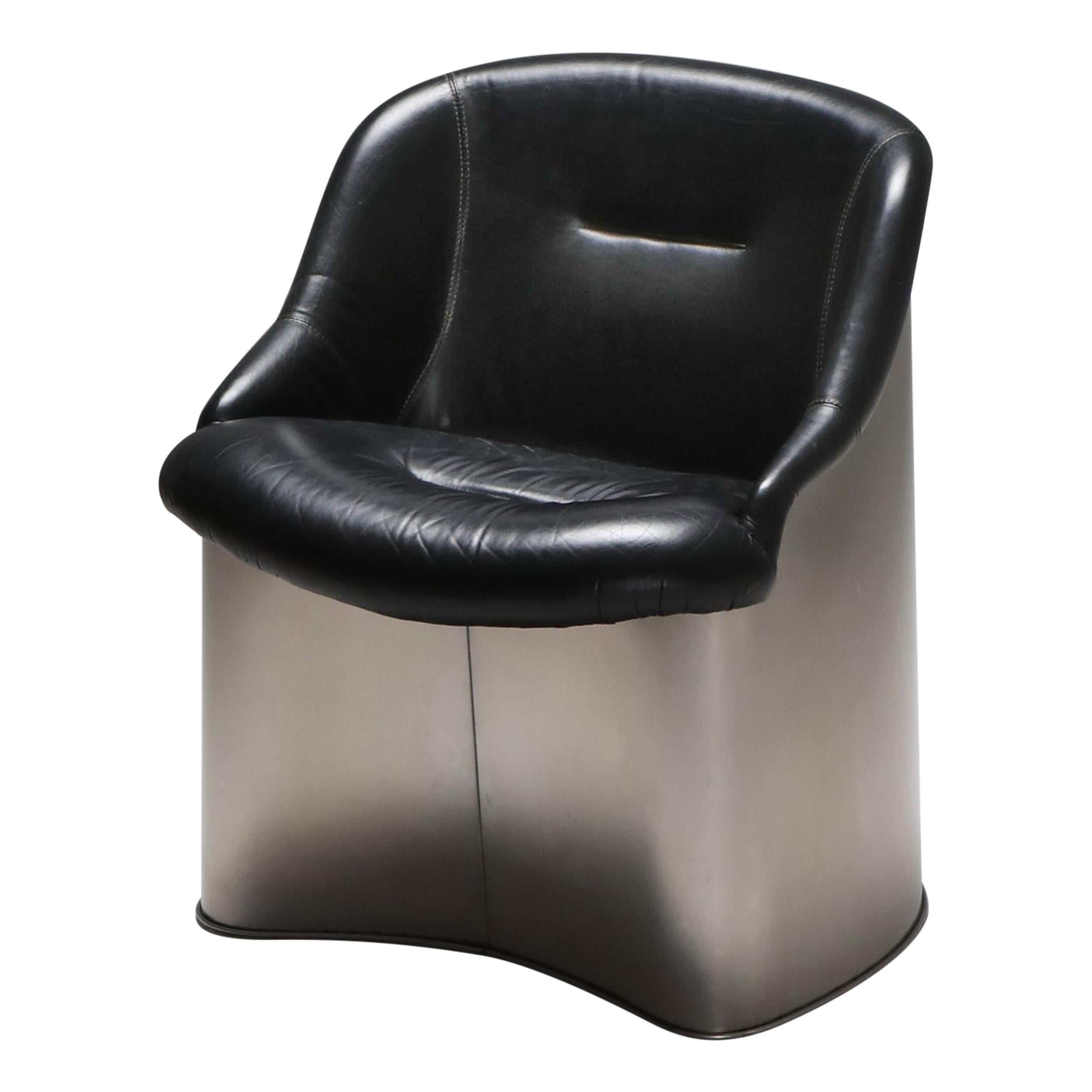 Boris Tabaccof Leather and Metal Easy Chair