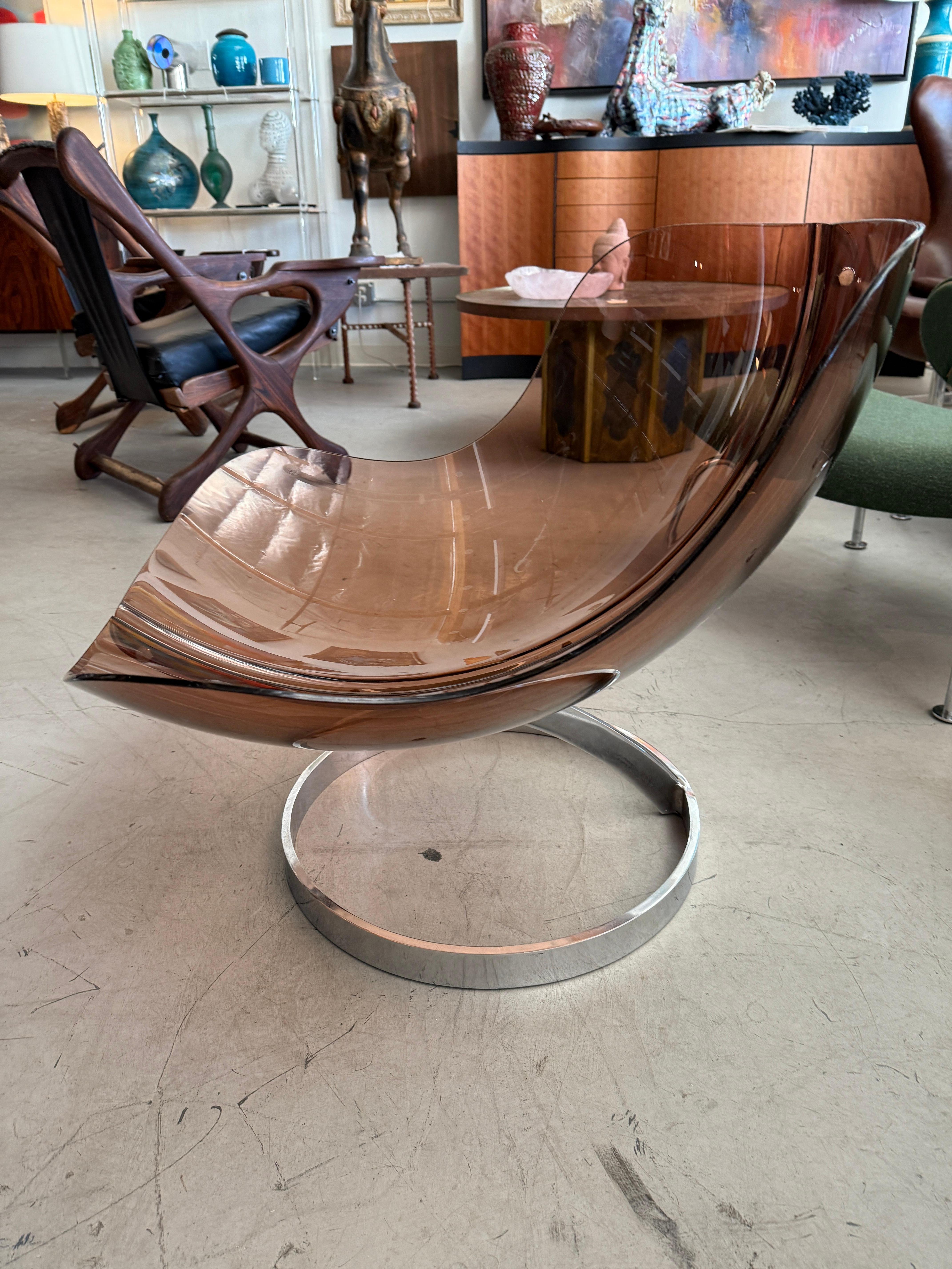 Boris Tabacoff per Mobilier Modulair Moderne Sedia a sfera in lucite fumé in vendita 9
